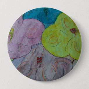 Abstract Summer Floral 10 Cm Round Badge