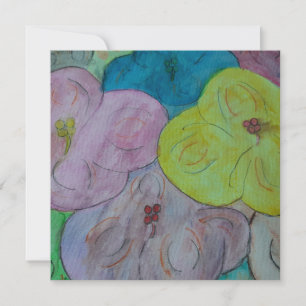 Abstract Summer Floral Flat Greeting Card
