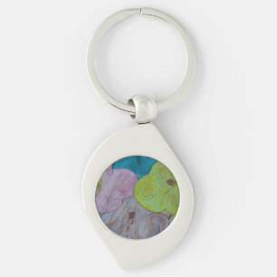 Abstract Summer Floral Metal Key Ring