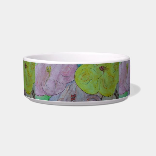 Abstract Summer Floral Pet Bowl (Front)