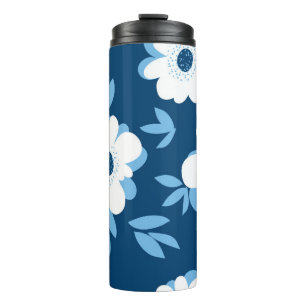 Abstract summer floral seamless pattern thermal tumbler