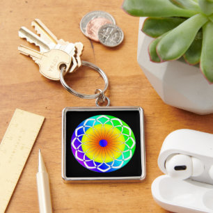 Abstract Summer Flower Key Ring
