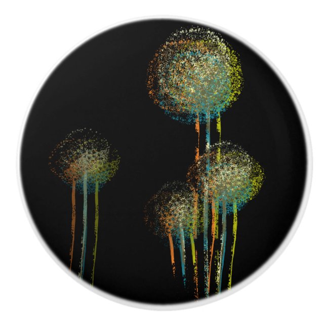 Abstract Summer Flower Trees #2 Ceramic Knob (Front)