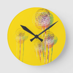 Abstract Summer Flower Trees #2 Round Clock