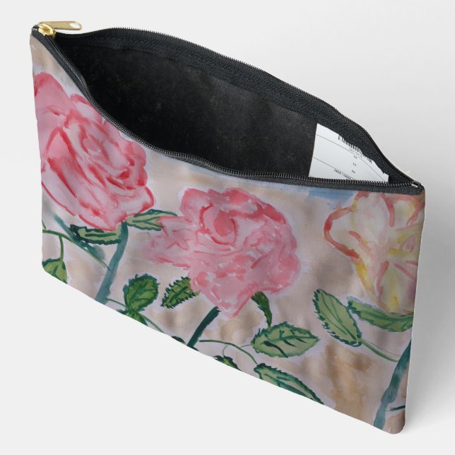Abstract Summer Roses Accessory Pouch (Open)