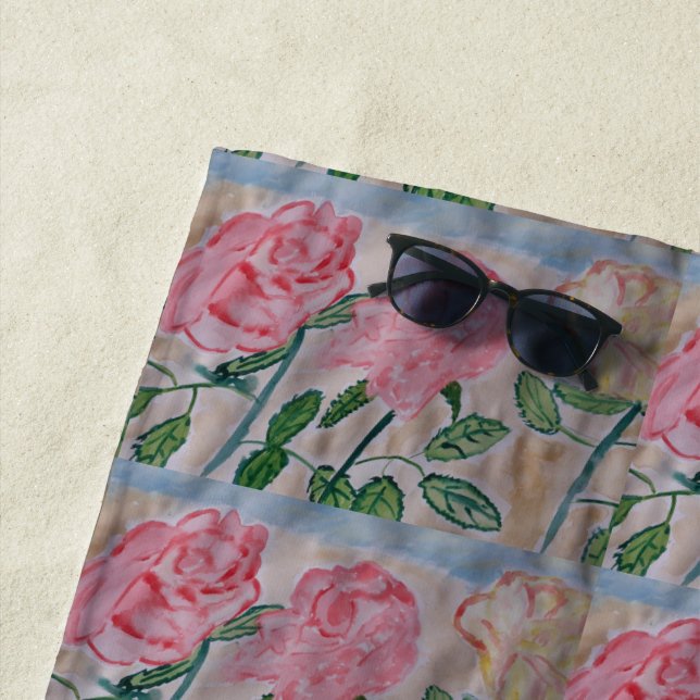 Abstract Summer Roses  Beach Towel (In Situ)