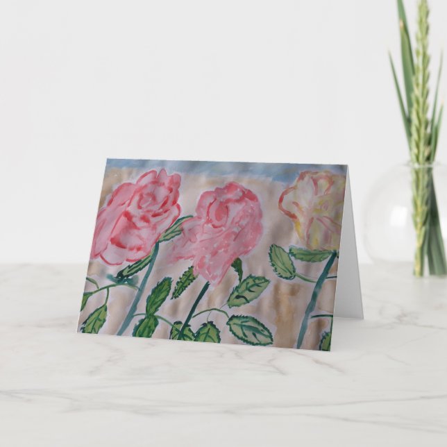Abstract Summer Roses Card (Front)
