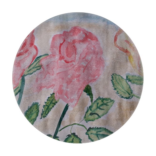 Abstract Summer Roses Cutting Board (Front)