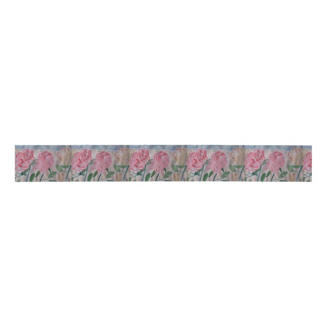 Abstract Summer Roses Grosgrain Ribbon (Front)