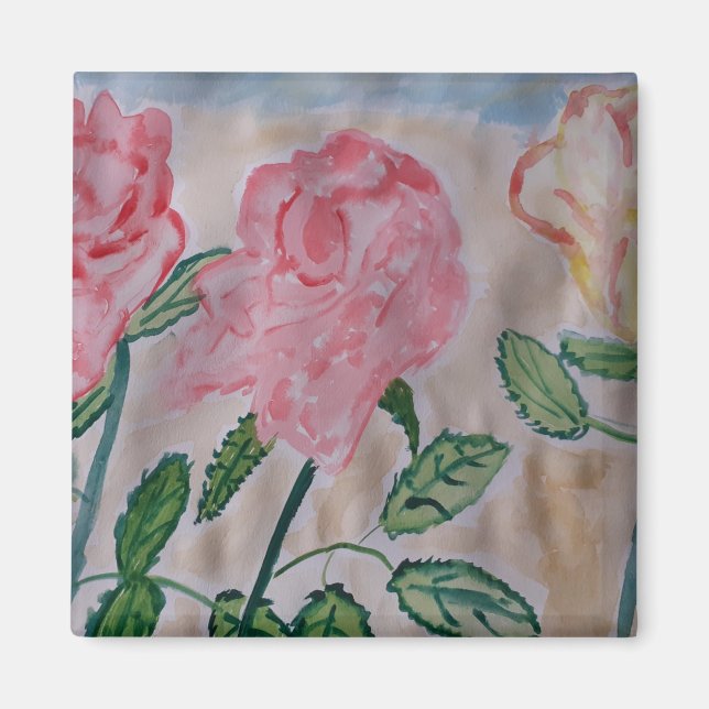 Abstract Summer Roses Magnet (Front)