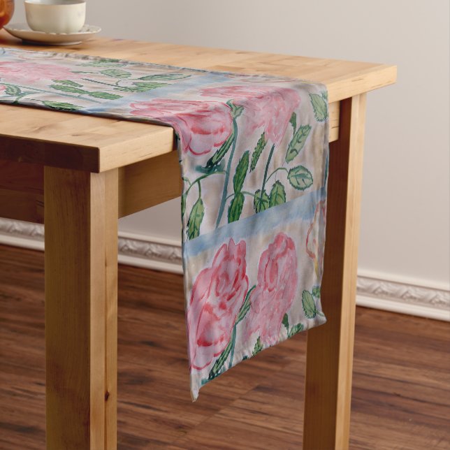 Abstract Summer Roses Medium Table Runner (In Situ)