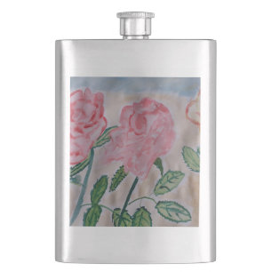 Abstract Summer Roses Vinyl Classic Hip Flask