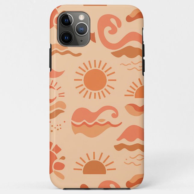 Abstract Summer Sun and Waves Pattern Case-Mate iPhone Case (Back)
