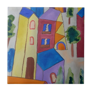 Abstract Summer Village Ceramic Tile
