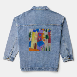 Abstract Summer Village Denim Jacket