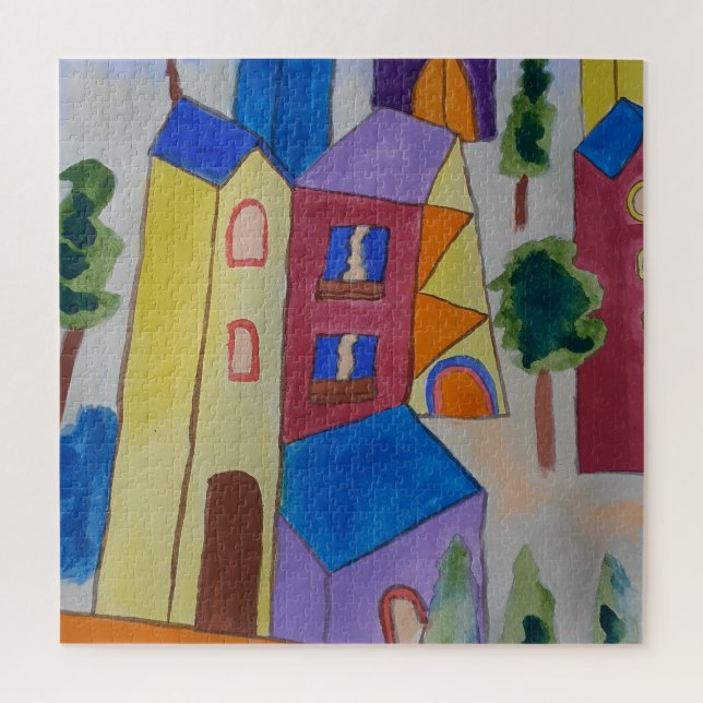 Abstract Summer Village Jigsaw Puzzle (Vertical)