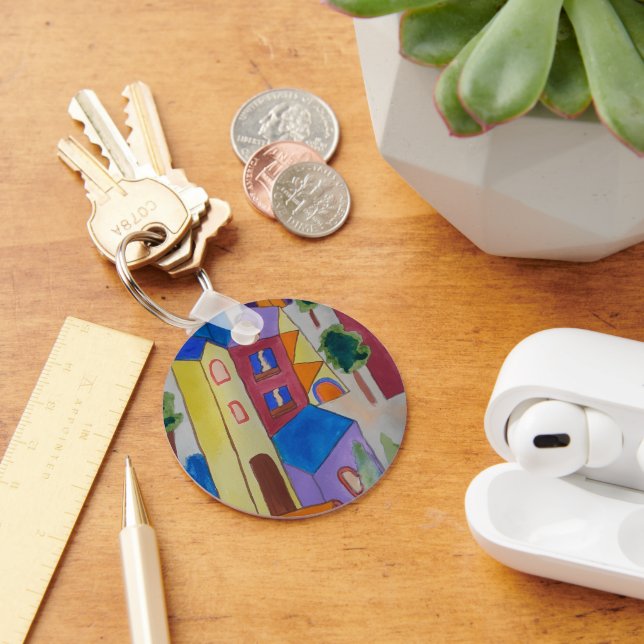 Abstract Summer Village  Key Ring (Desk)