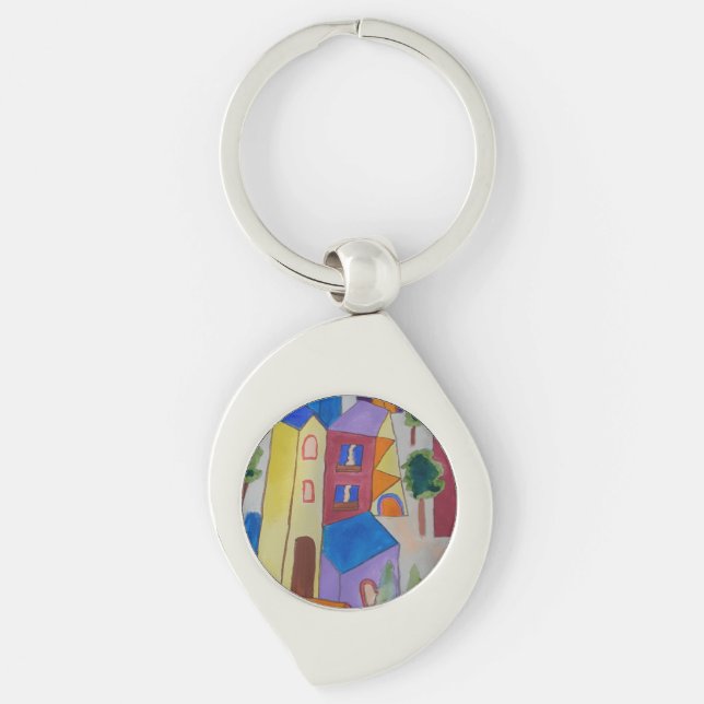 Abstract Summer Village  Key Ring (Front)