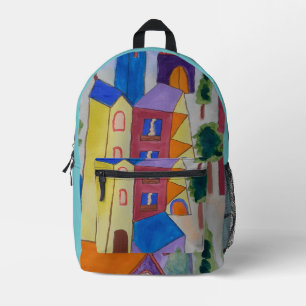 Abstract Summer Village Printed Backpack
