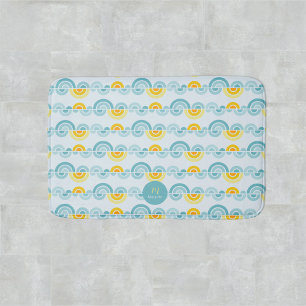 Abstract sun and clouds curved pattern bath mat