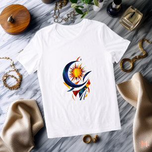 Abstract Sun and Moon T-Shirt Colourful Celestia Tri-Blend Shirt