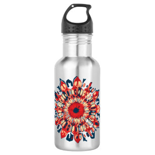 Abstract SUN FLOWER - red blue + your backgr. 532 Ml Water Bottle