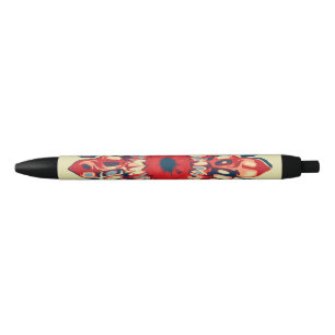 Abstract SUN FLOWER - red blue + your backgr. Black Ink Pen