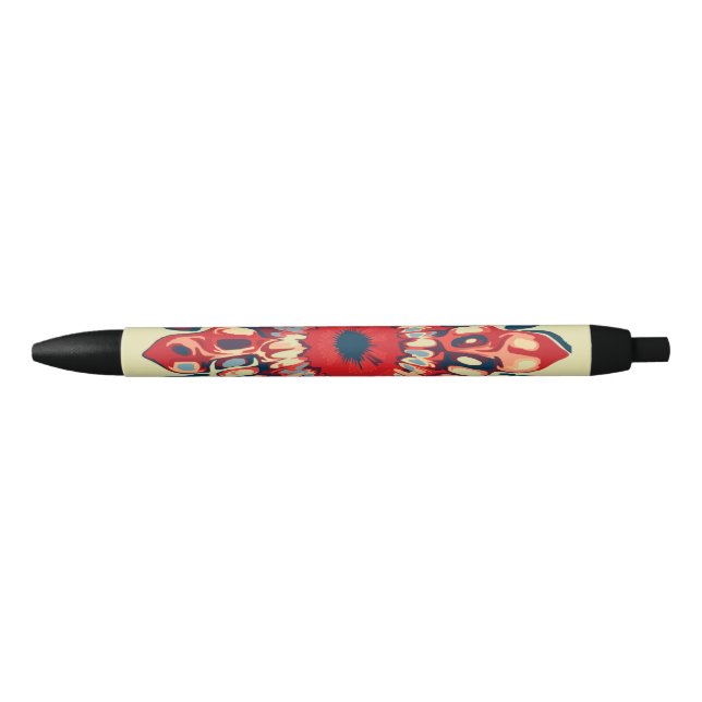 Abstract SUN FLOWER - red blue + your backgr. Black Ink Pen (Front)