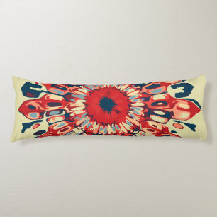 Abstract SUN FLOWER - red blue + your backgr. Body Cushion
