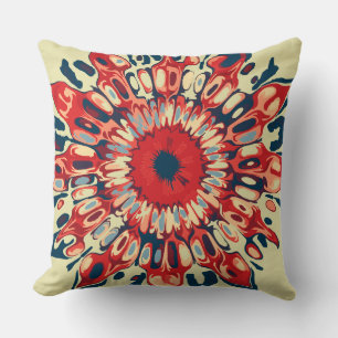 Abstract SUN FLOWER - red blue + your backgr. Cushion