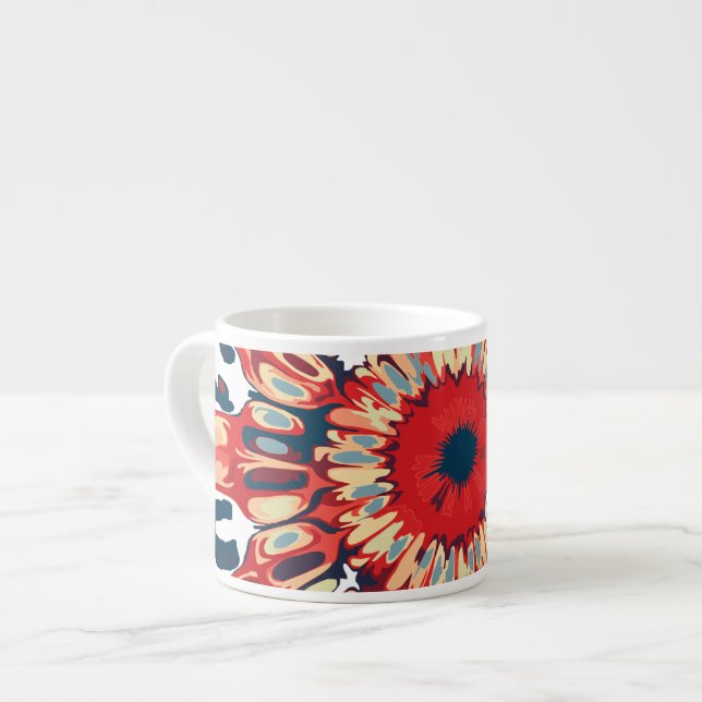 Abstract SUN FLOWER - red blue + your backgr. Espresso Cup (Front Left)