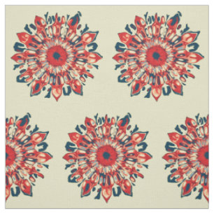 Abstract SUN FLOWER - red blue + your backgr. Fabric