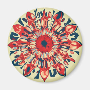 Abstract SUN FLOWER - red blue + your backgr. Magnet
