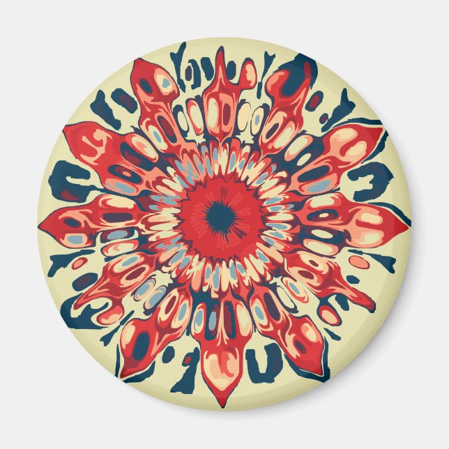 Abstract SUN FLOWER - red blue + your backgr. Magnet (Front)