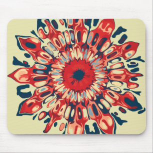 Abstract SUN FLOWER - red blue + your backgr. Mouse Pad
