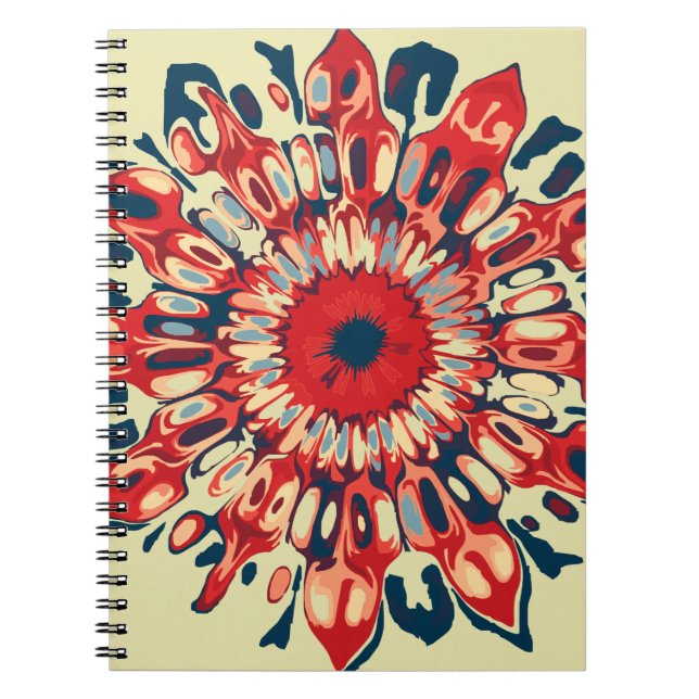 Abstract SUN FLOWER - red blue + your backgr. Notebook (Front)