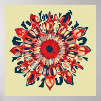 Abstract SUN FLOWER - red blue + your backgr.