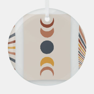Abstract Sun Moon Boho Posters Glass Tree Decoration
