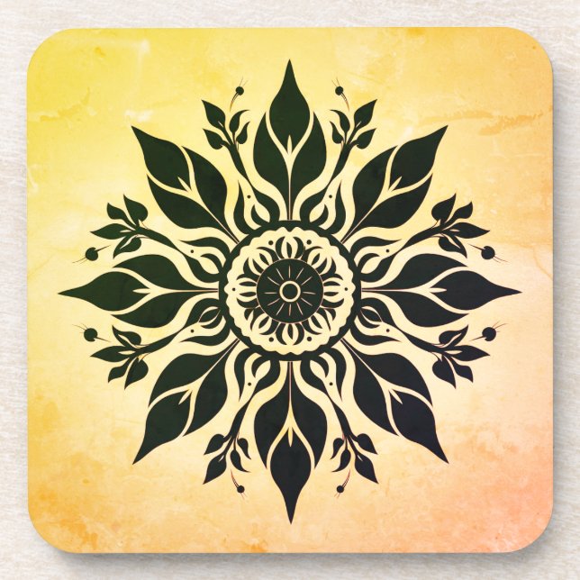 Abstract Sun Pillow Coaster (Front)