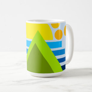 Abstract sun sea yellow blue green coffee mug