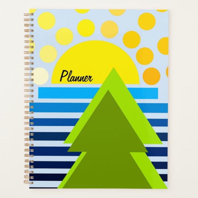 Abstract sun sea yellow blue green simple  planner (Front)