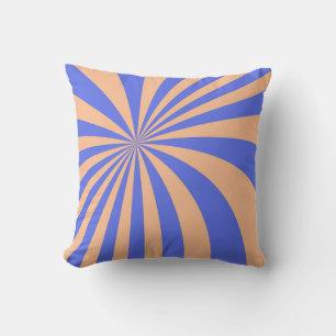 Abstract sunburst pattern background. blue and ora cushion