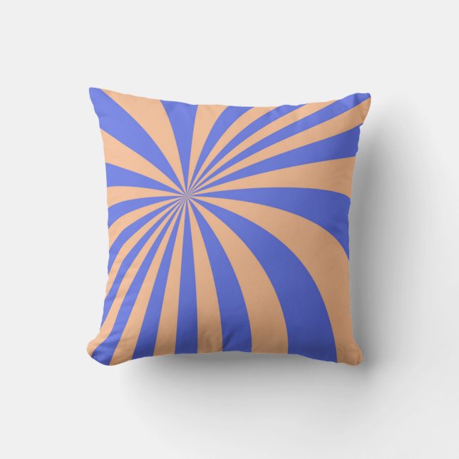 Abstract sunburst pattern background. blue and ora cushion (Front)