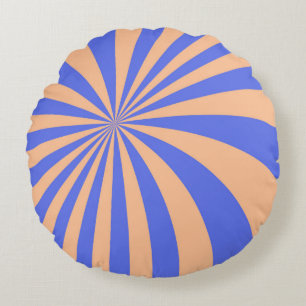 Abstract sunburst pattern background. blue and ora round cushion
