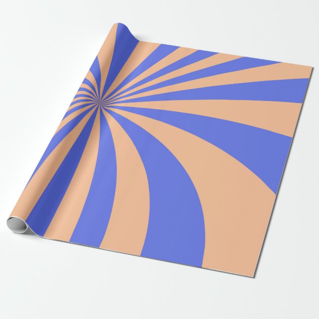 Abstract sunburst pattern background. blue and ora wrapping paper (Unrolled)