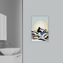 Abstract Sundown Ocean Surfer