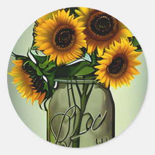 Abstract Sunflower Art Classic Round Sticker