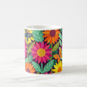Abstract Sunflower Butterfly Garden Coffee Mug