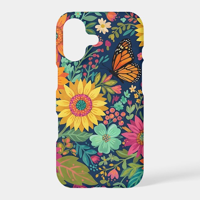 Abstract Sunflower Butterfly iPhone Cases (Back)