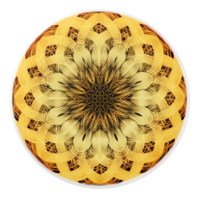 Abstract Sunflower Ceramic Knob (Front)